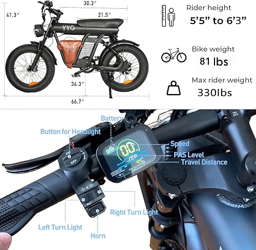 Miniatura 5 de YYG Cool Electric Bike for Adults 1200W 20 Inch Fat Tire Ebike 32 MPH  45 Miles Long Range Off Road Snow Urban Commuter E Bike 48V 20AH Electric