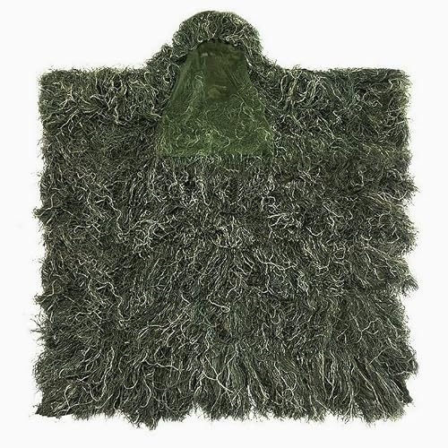VIGAN 3D Bow Hunting Grass Ghillie Poncho Sniper Desert Camouflage Cloak For Training (Green Camo)
