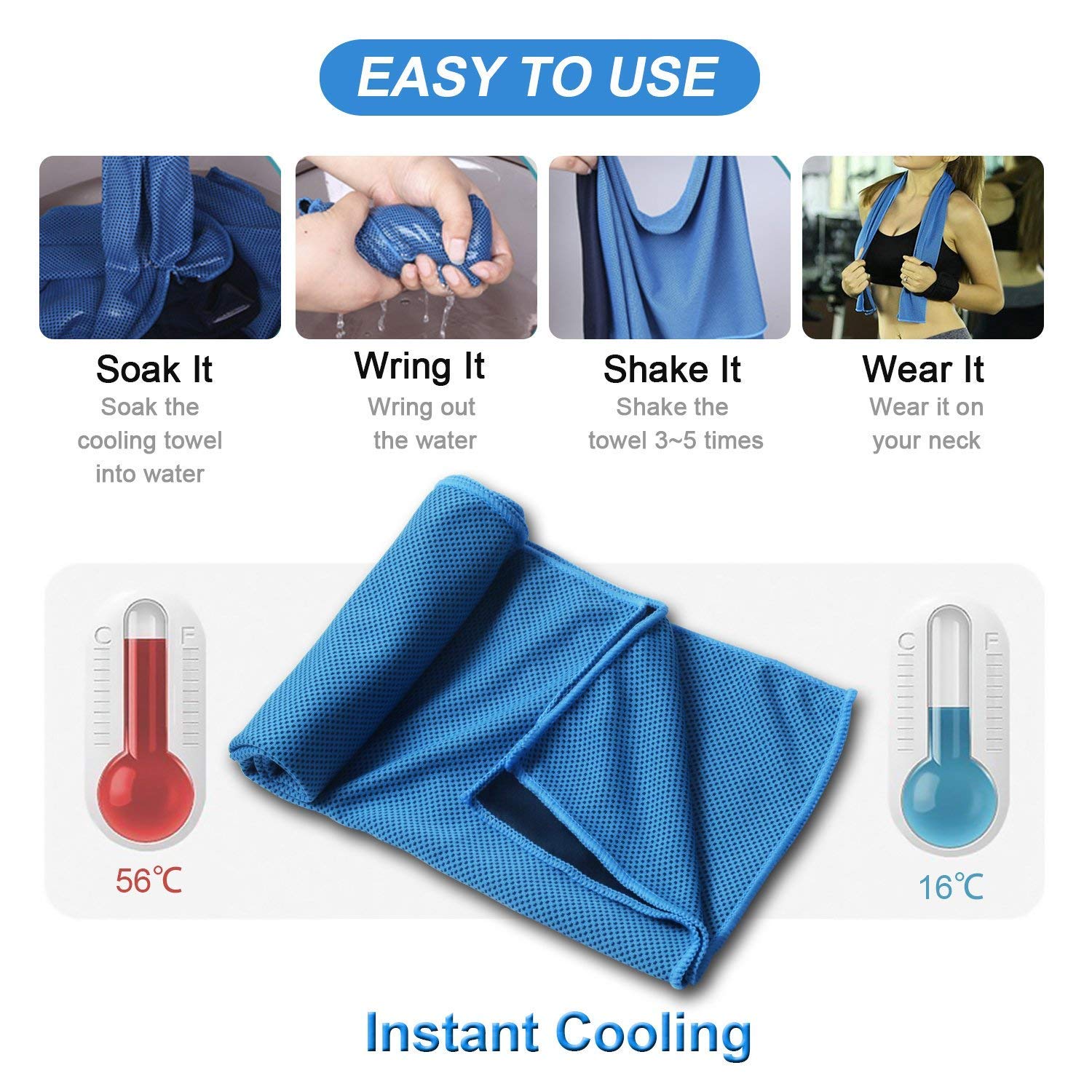 PLCPDM Sporttuch Mit Kühl-Effekt - Schnelltrocknendes Kühltuch Für Fitness & Outdoor