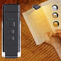 Luzes de Livros, Luz de Leitura Recarregável com 2 Modos de Tempo, 3 Modos de Cor e 5 Brilho Regulável, Preta
