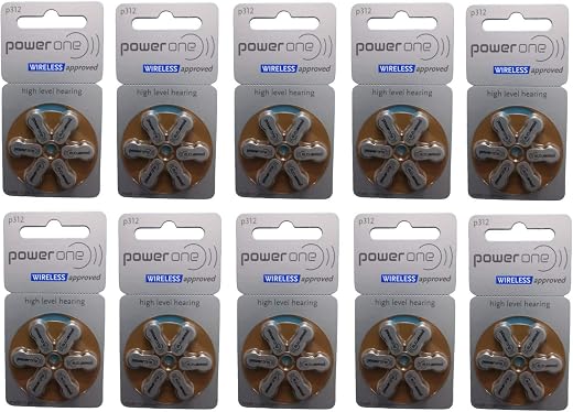 POWERONE POWER ONE P312 P 312 HEARING AID BATTERY 6X10 60 Pcs