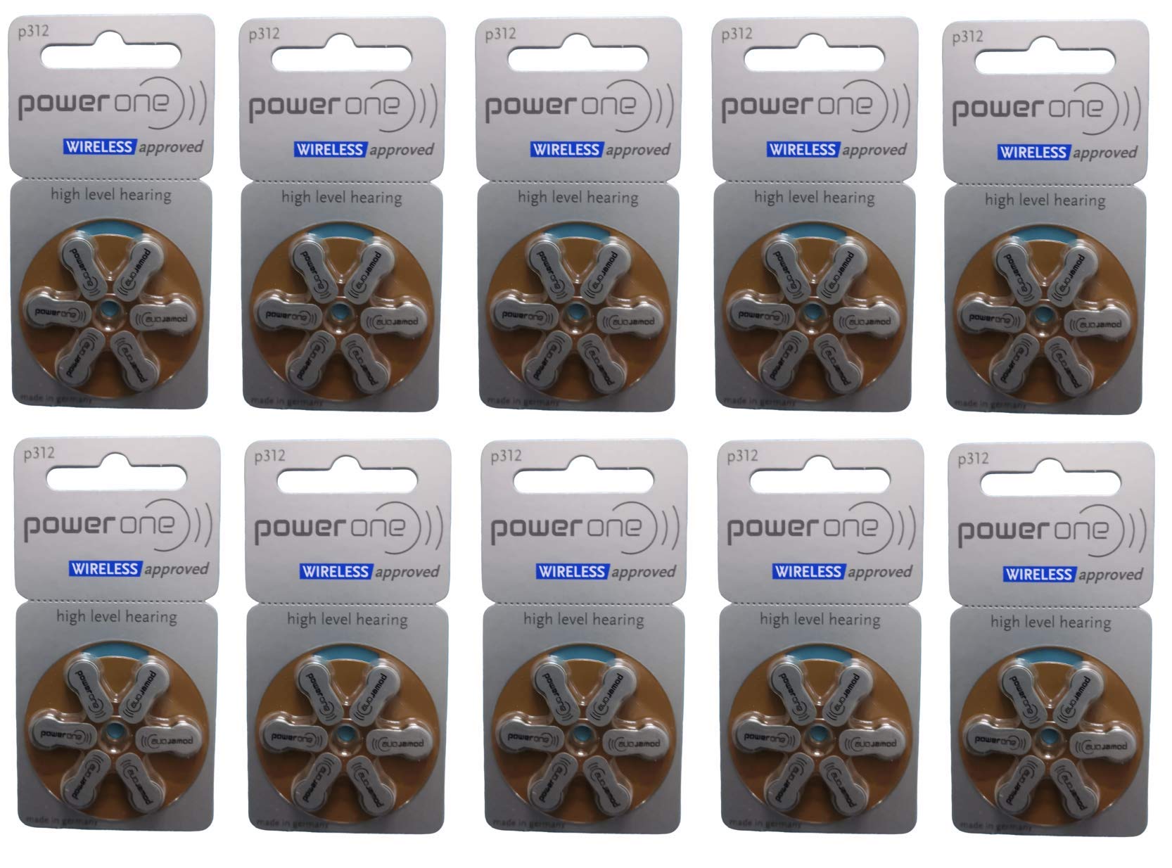 Power One Hearing Aid Battery Size 312,60 Batteries