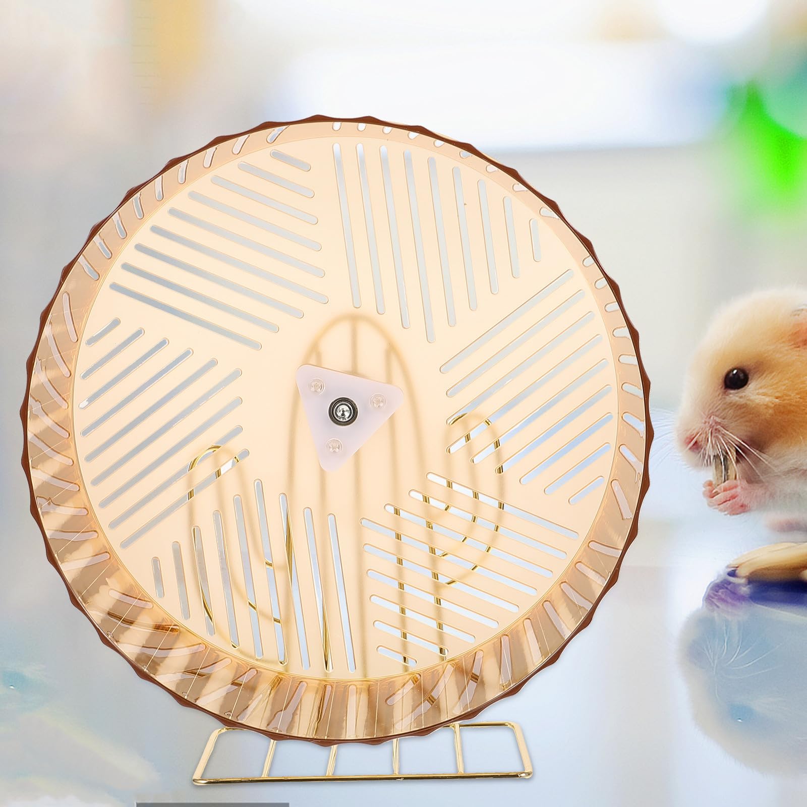 Amosfun Rueda de Ejercicio Silenciosa para Hámster Soporte, Rueda Estable para Erizos y Chinchillas, Tamaño Grande, Accesorio para Jaula de Animales Pequeños, Juguete Color Aleatorio