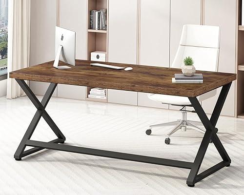 Miniatura 16 de IBF Escritorio blanco para computadora, moderno escritorio de oficina en casa para escribir, trabajo, estudio, escritorio de madera simple para