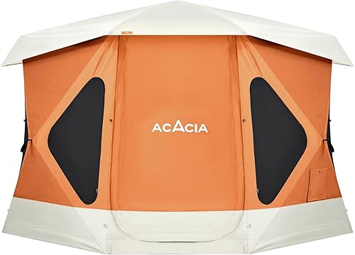 Acacia Camping Tent, Pop Up Camping Tent with 8 Windows and Footprint, Waterproof Windproof Easy Setup Hub Tent for Family Camping, Hiking and