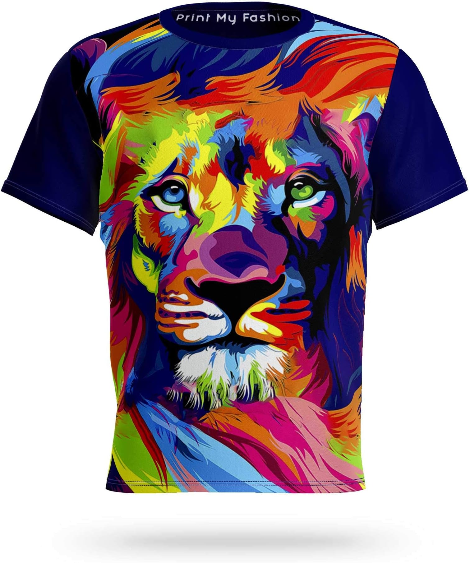 Print My Fashion Boys T-Shirt Regular Fit Round Neck Lion Art All Over Print