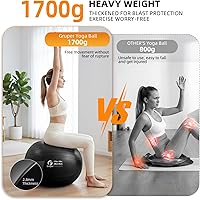 Vista 3 de Gruper Yoga Ball, Extra Thick Non Slip Exercise Ball for Workout, Birthing, Balance, Stability, Pregnancy, 4 Sizes Anti Burst Chair for Home and
