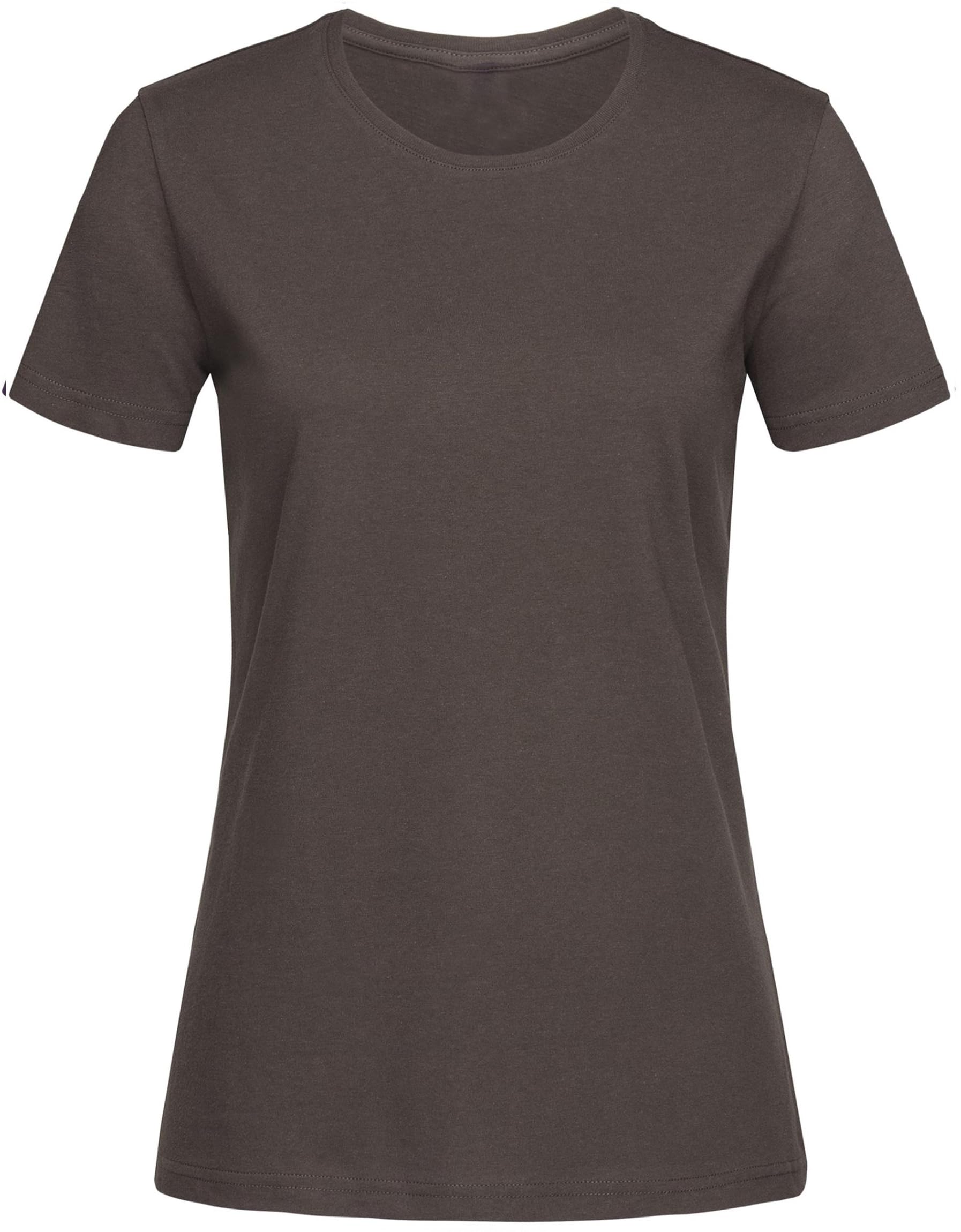 COOZO Women's Regular Fit Crew Neck Soft Hand Feel Classic T-Shirt - Dark Chocolate - 2XL
