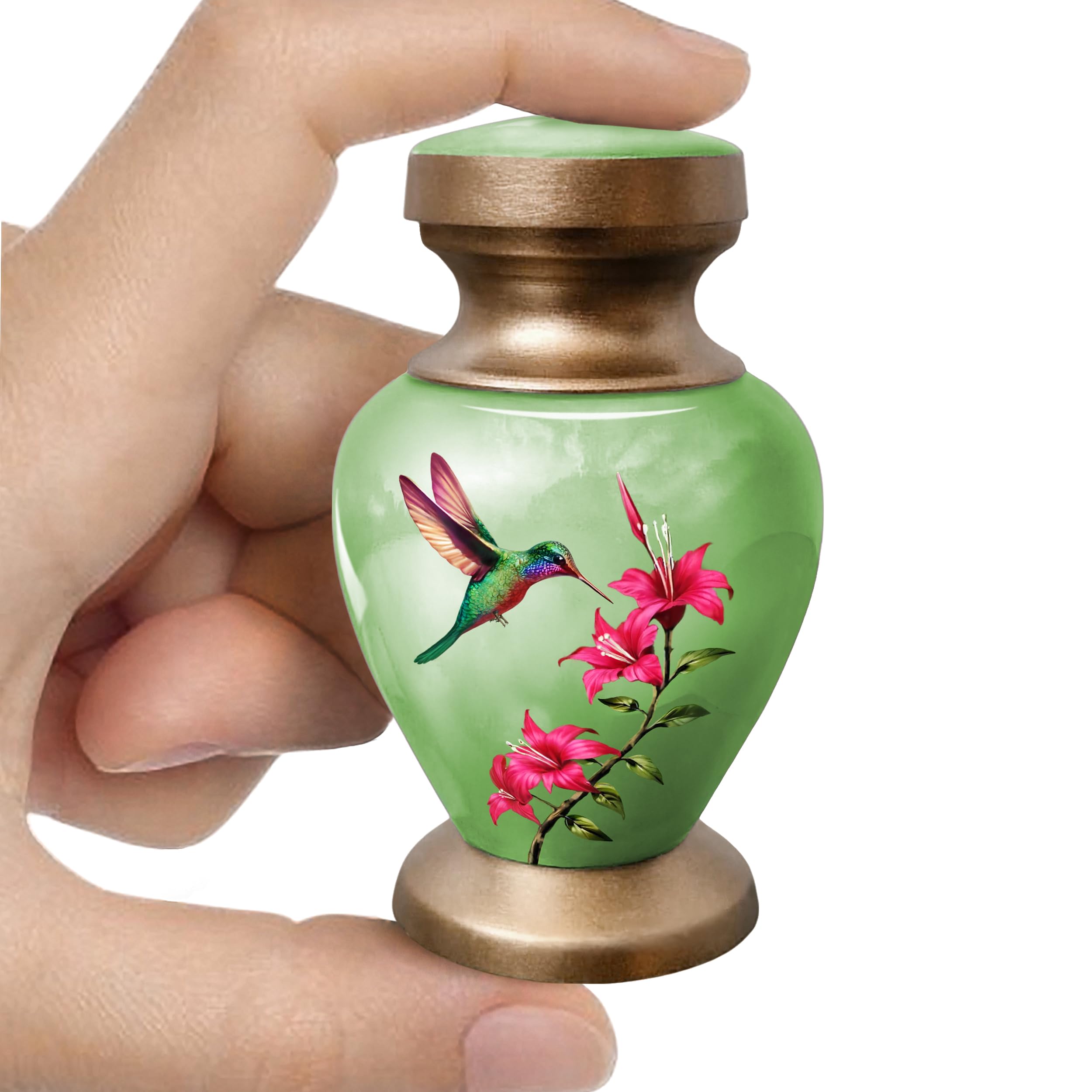 Everlight Memorials Green Hummingbird Urn for Ashes Adult Male & Female – Small Keepsake Urns for Human Ashes – Memorial Funeral Urn for Men & Women,