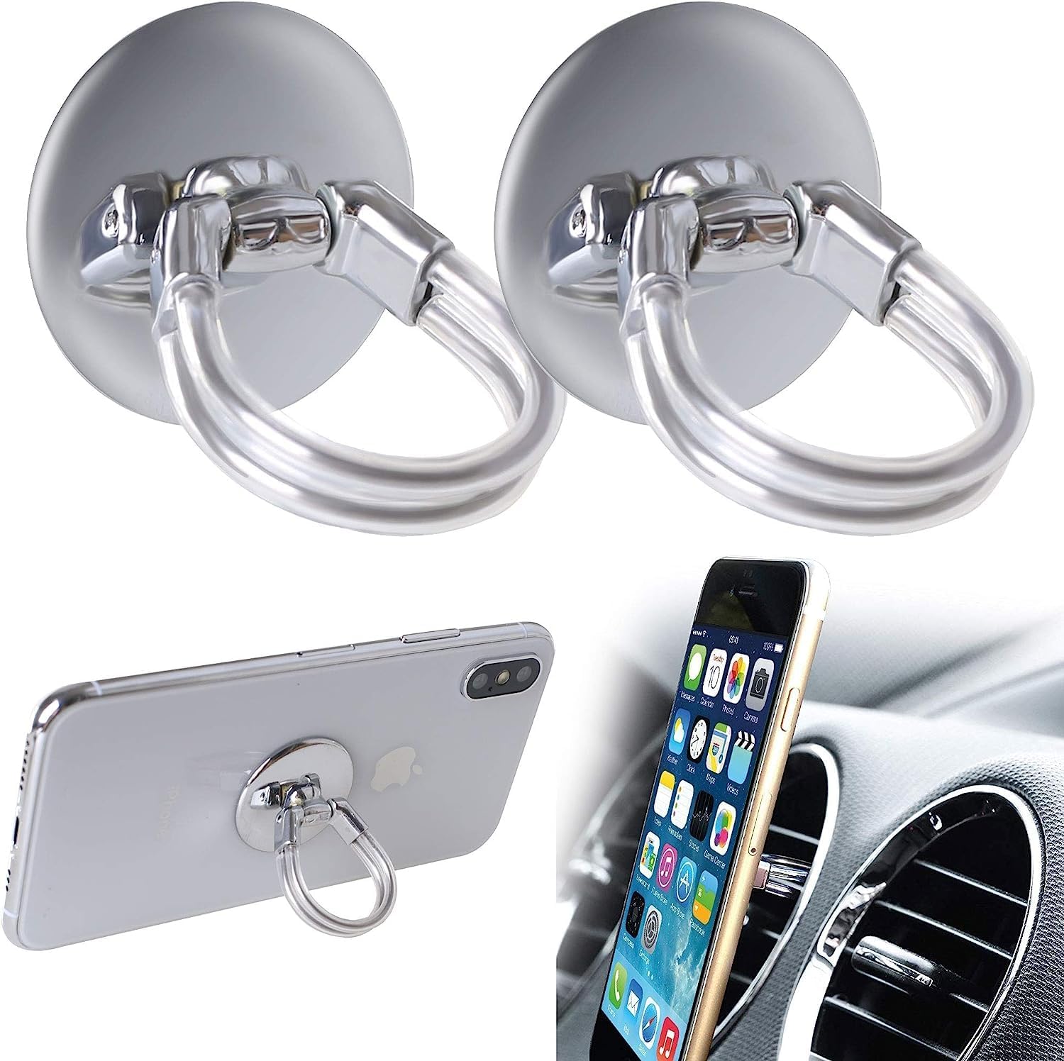 Two Set Air Vent Cell Phone Ring Holder Stand, Universal