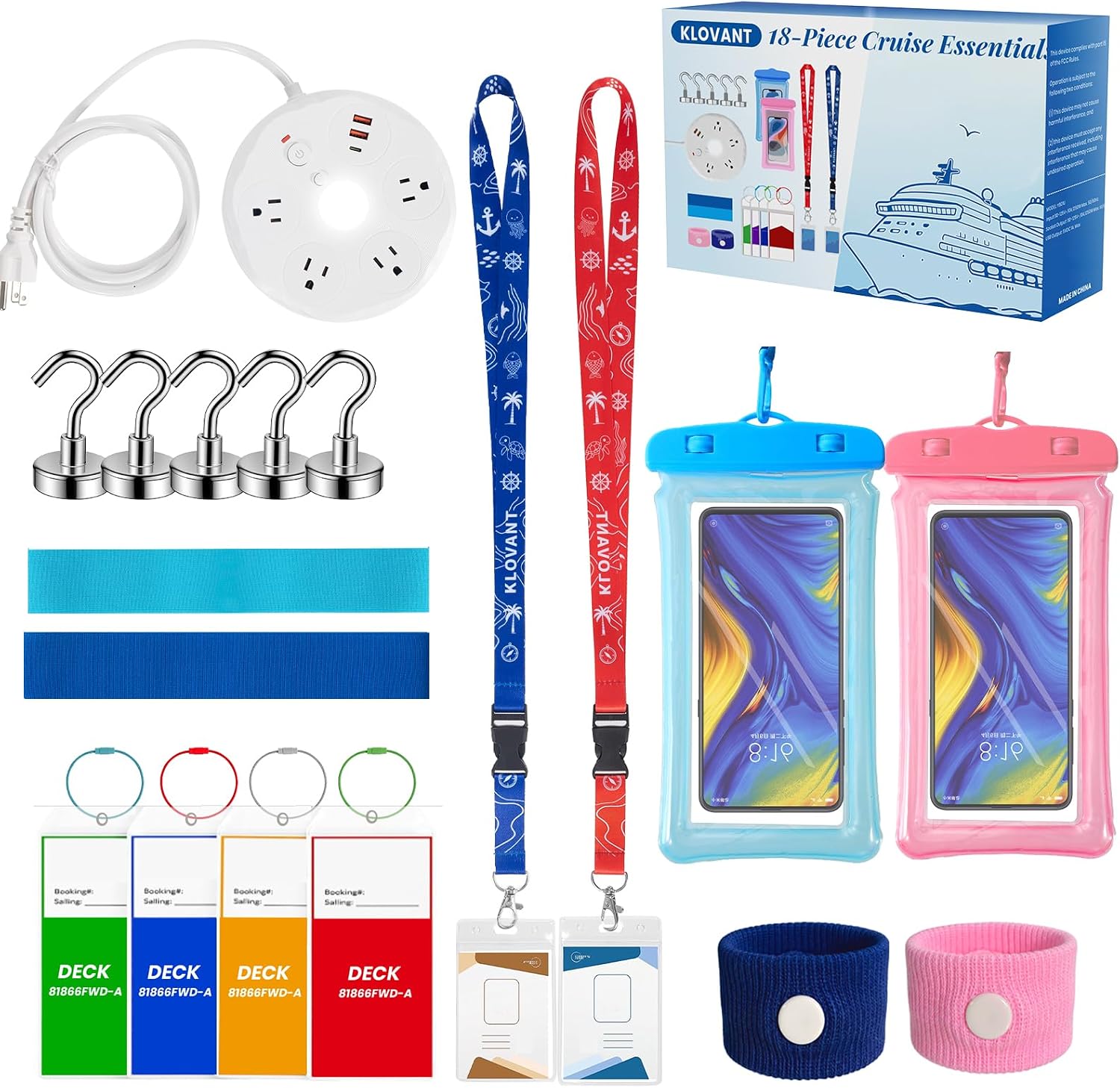 Cruise Essentials 2026 Kit, 18Pcs Night Light Power Strip and Luggage Tags