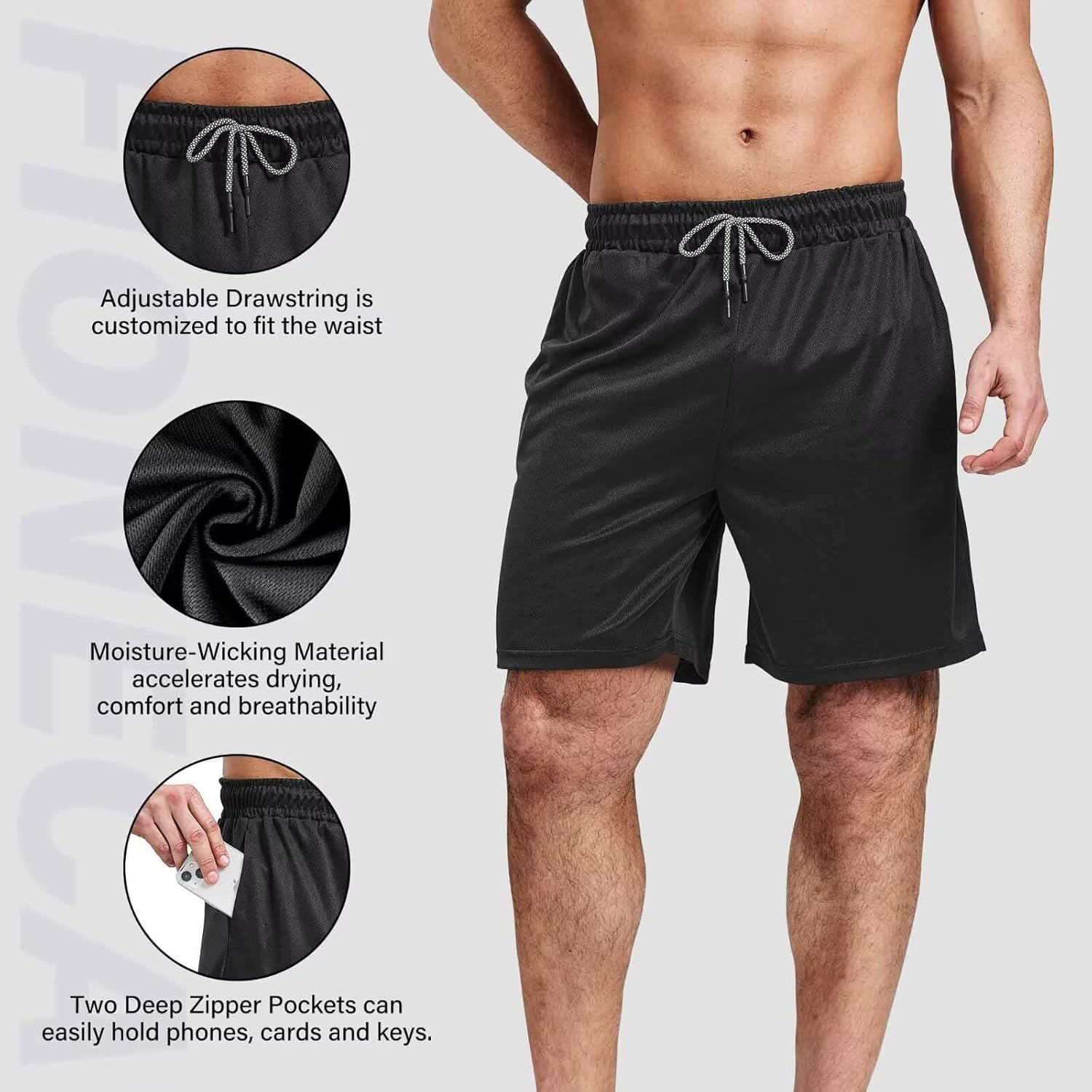 5 Pack Gym Shorts for Men 7 inch Mens Athletic Running Shorts Dry Fit&Mesh Active Workout Shorts for Men with Pockets