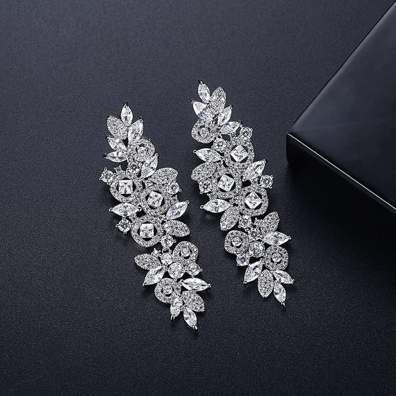 14K Gold Natural Crystal Chandelier Earrings for Women,Unique Branch Design Moissanite Drop Earrings,Luxury Jewelry Gift for Her - Image 4