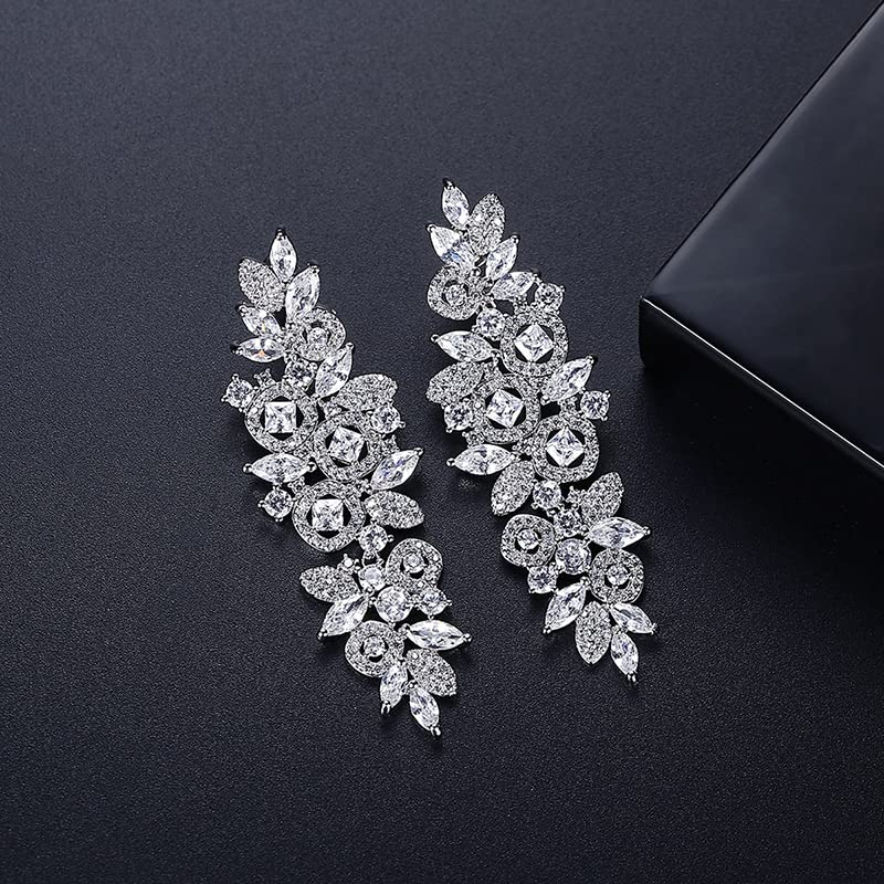 14K Gold Natural Crystal Chandelier Earrings for Women,Unique Branch Design Moissanite Drop Earrings,Luxury Jewelry Gift for Her4