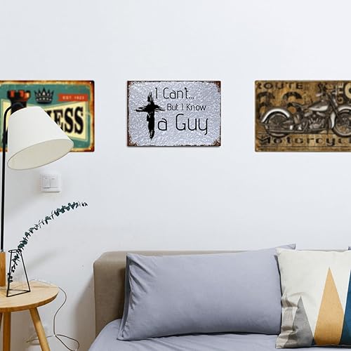 Miniatura 6 de Letrero de metal con texto en inglés "I Can't But I Know A Guy" para decoración de patio, póster de metal galvanizado de 10 x 14 pulgadas