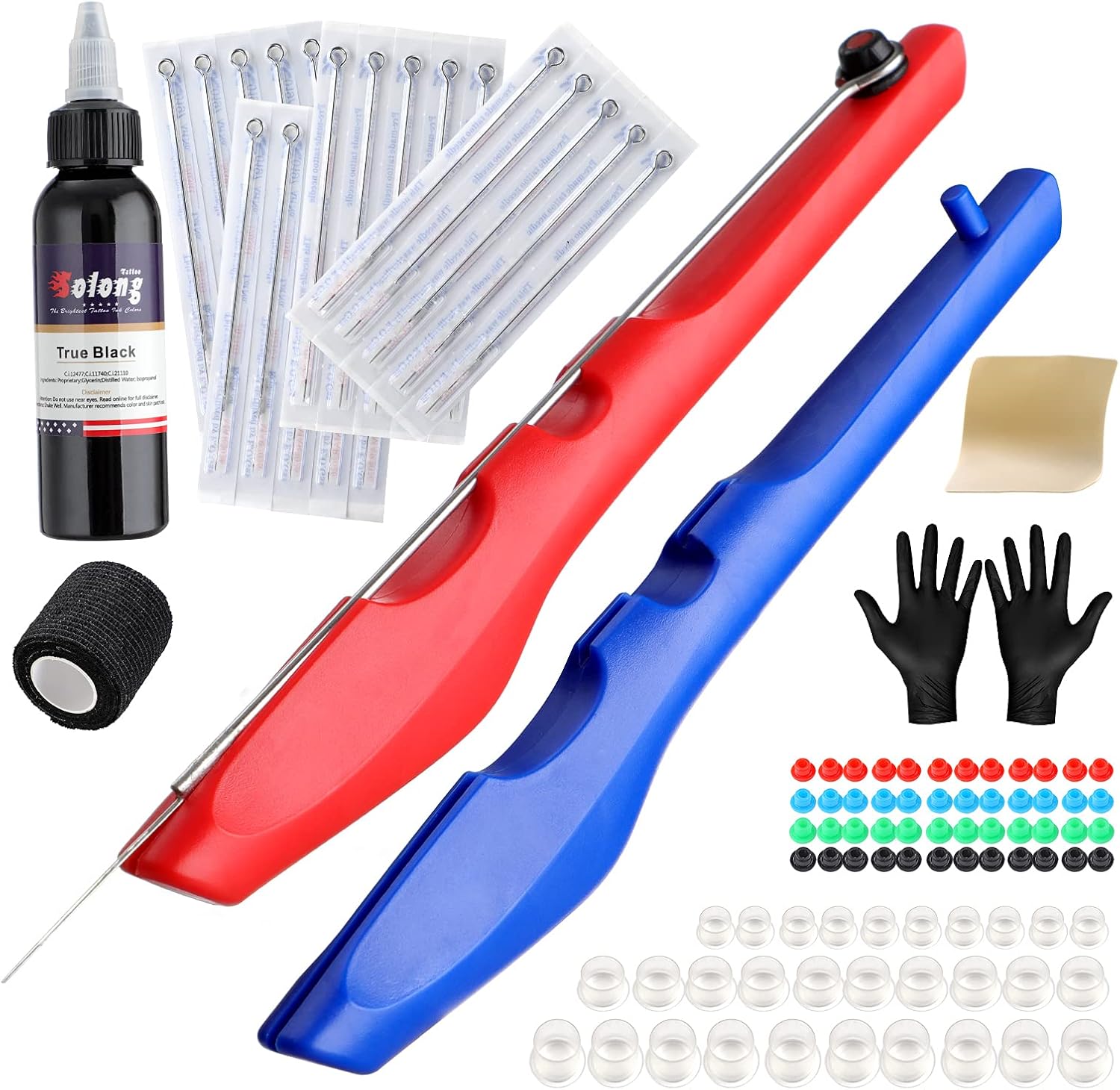 Solong Tattoo Professional Dual-Handle Tattoo Pen Kit - Versatile and Comprehensive for All Levels, Red, GK803TN01-UK