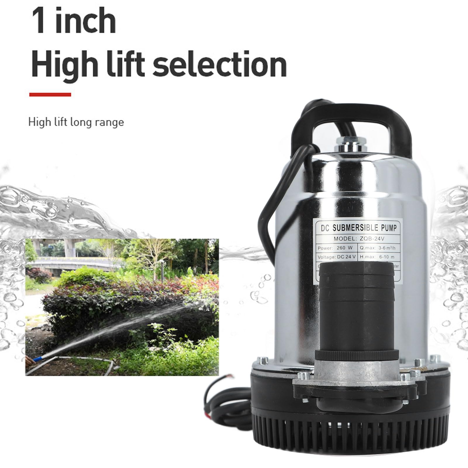 DC24V 260W Pompa Ad Acqua Solare in Acciaio Inossidabile Kit Pompa Sommergibile Solare per Pozzi Profondi Ad Alta Prevalenza Alta Portata con Raccordi di Uscita 1 Pollice
