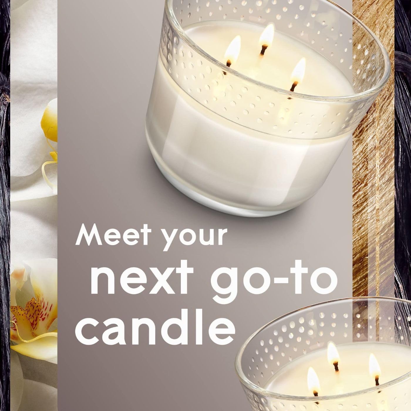 Glade Sheer Vanilla Embrace 3-Wick Fragrance Candle, Essential Oil Infused, Air Freshener, 6.8 Oz, 3 Count