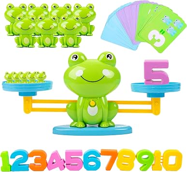 Frog Balance Counting Toys, Cool Math Learning Games for Boys and Girls, Educational Number Preschool Toy, Fun Childrens Gift STEM Math Games for Kids Age 3+ 63 PCS