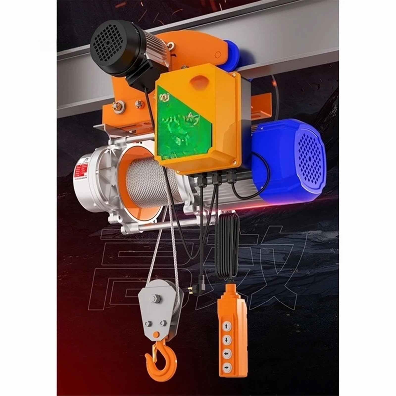 Elektro-Seilzug Hebezeug Mit 220-V-Winde, Elektrische Hebekräne 380-V-Haushaltskran Laufkatze(220v-1 ton-12m B)