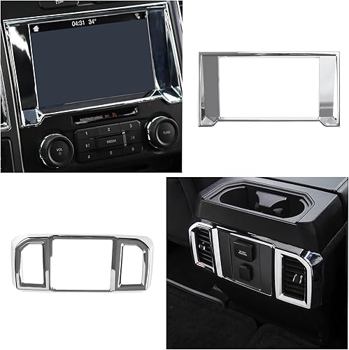 Miniatura 3 de JeCar Kit de adornos de decoración interior para Ford F150 2015-2020 Volante y consola central, tablero de instrumentos y cubierta de ventilación de