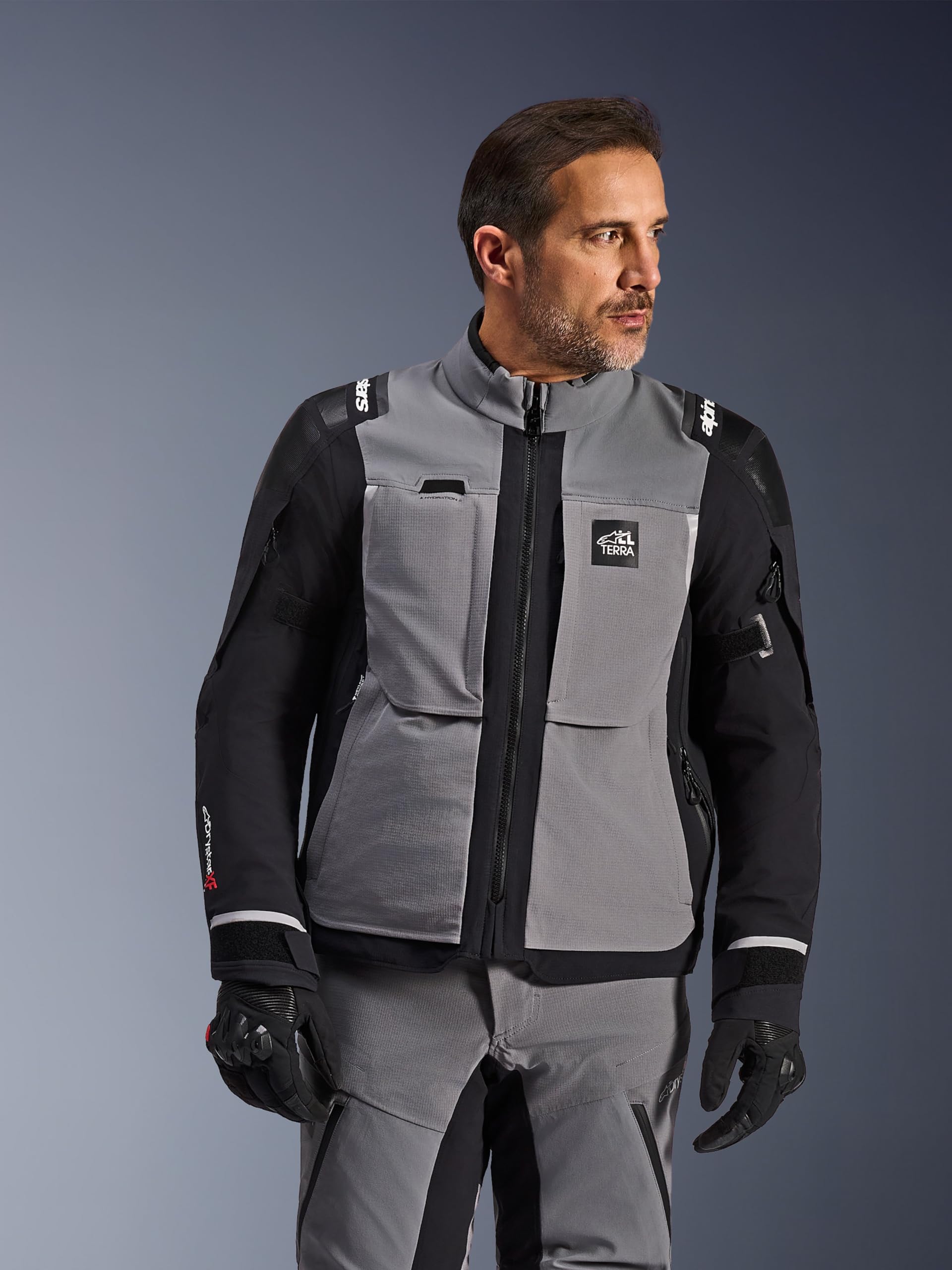 Alpinestars Andes Pro Drystar XF wodoodporna kurtka tekstylna motocyklowa, szary/czarny, L