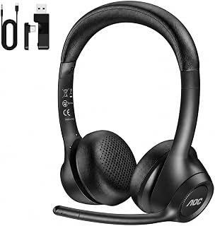 AOC ACW4232 Wireless Headset with AI Noise Cancelling, 45H Battery, Bluetooth 6.0