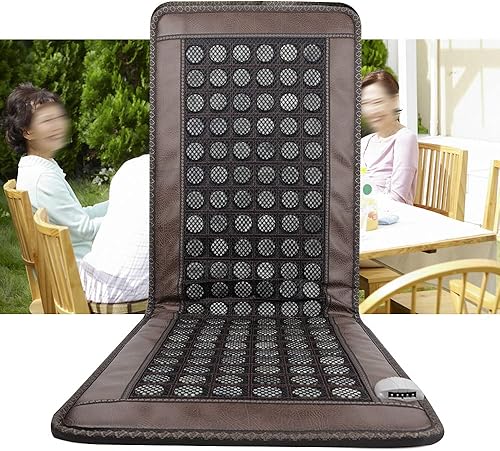 Miniatura 7 de Almohadilla térmica de infrarrojos lejanos para espalda completa, 20 x 59 pulgadas, 138 piedras de turmalina de jade natural, alfombrilla térmica