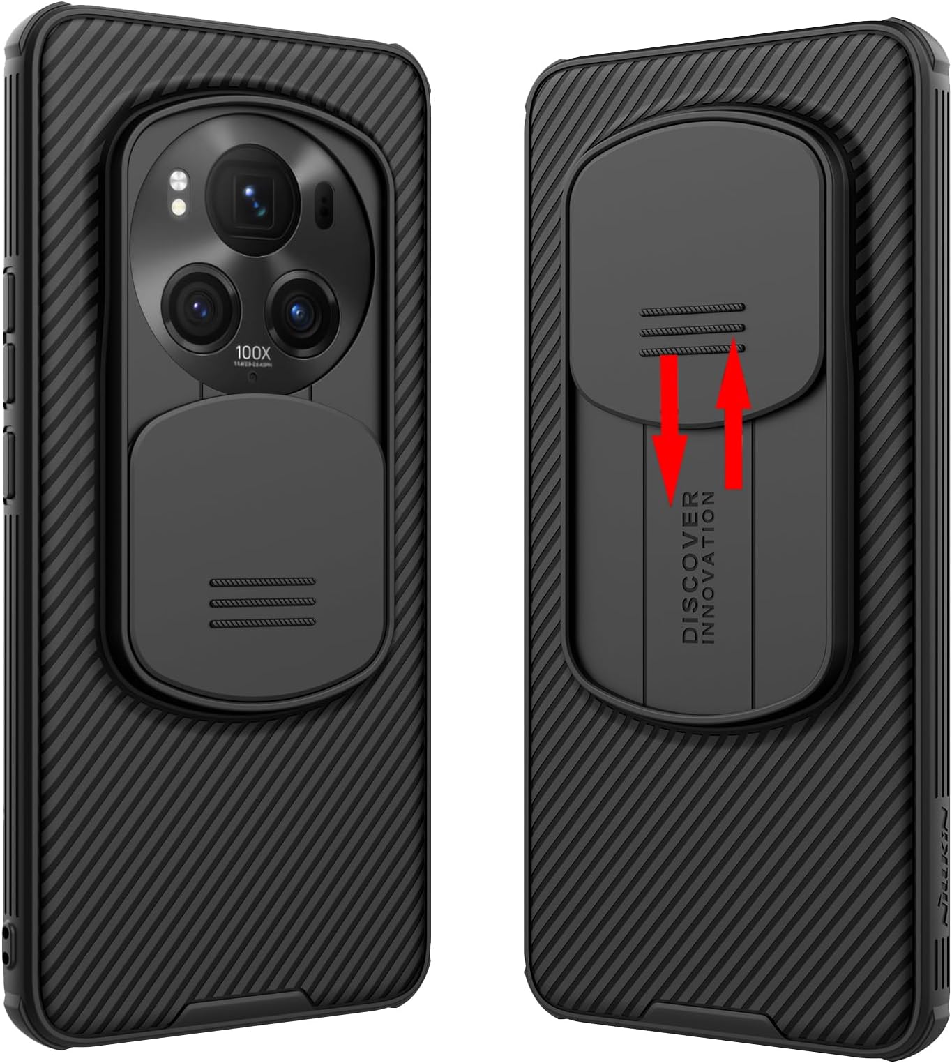 Honor Magic 6 Pro Case with Camera Cover, Corners Airbag Shockproof Protective Slide Cover Lens Protection Case Magic6 Pro (Black)