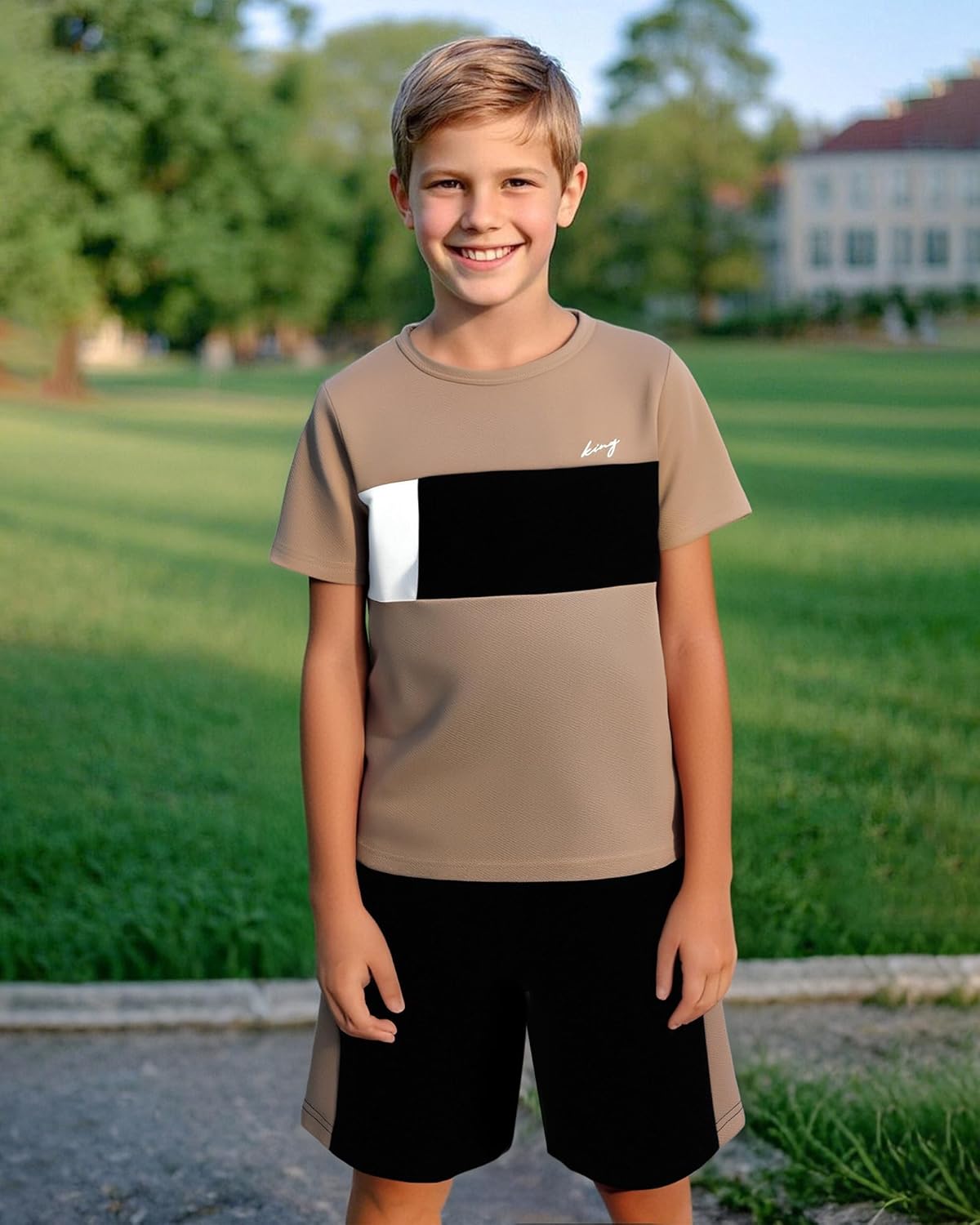 Boy Clothes Kids Boy's Summer Outfits Shorts Sleeve Crewneck T Shirt Tops Tees Shorts Sets Boy's 2 Piece Outfits - Image 2