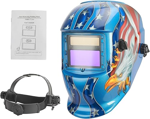 Miniatura 7 de Casco de soldadura, protector solar montado en la cabeza con oscurecimiento automático, casco de soldadura capucha de soldadura para industrial azul