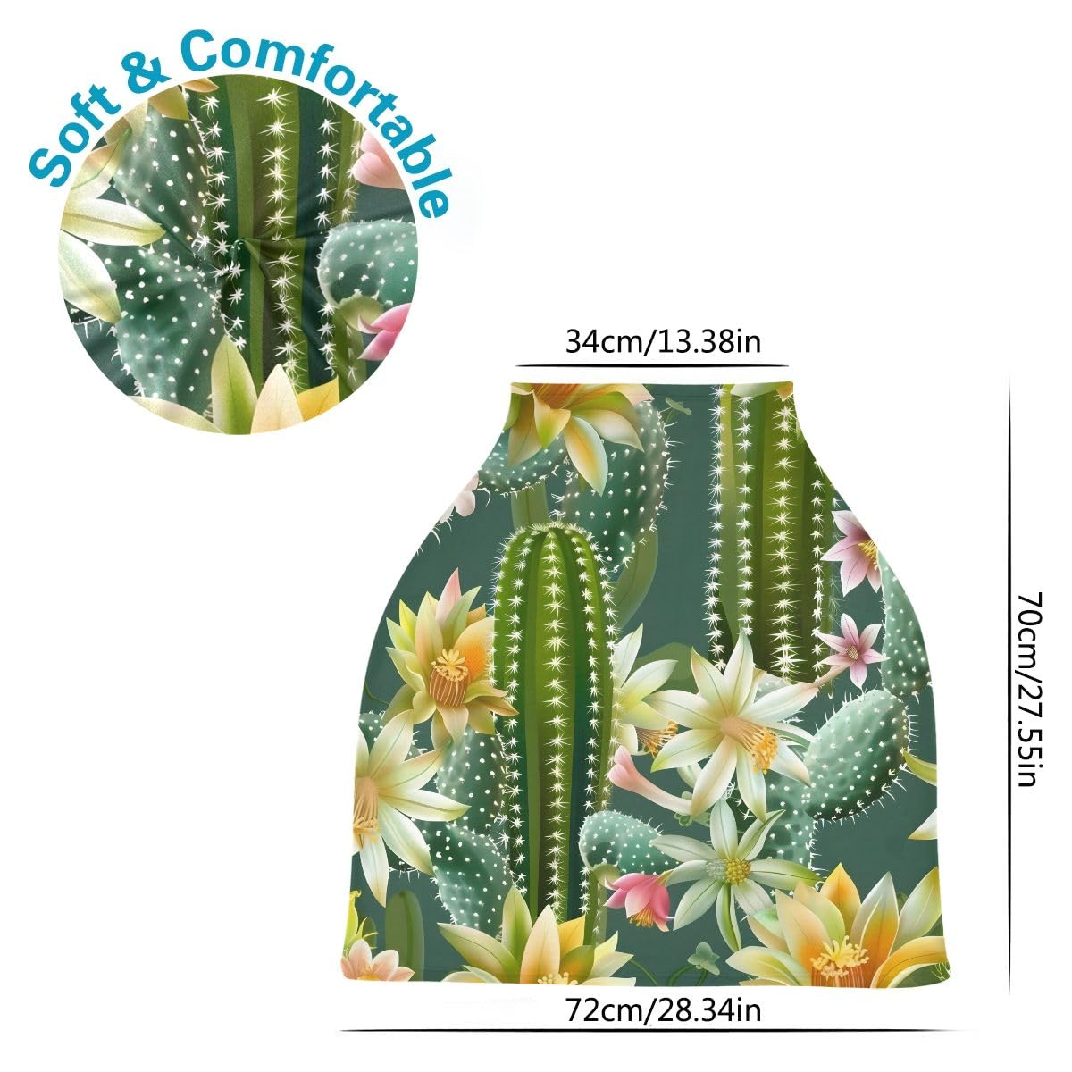 Baby Car Seat Canopy Covers Nursing Cover Stretchy Boys Girls Green Cactus Flowers Carrier Cover Breastfeeding Cover Breathable
