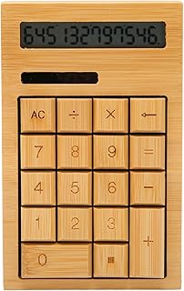 Wooden Solar Calculator, Wooden Desk Calculators with Digits, Basic Standard Function Desktop Calculator with Solar and Battery Dual Powered for Office Home School