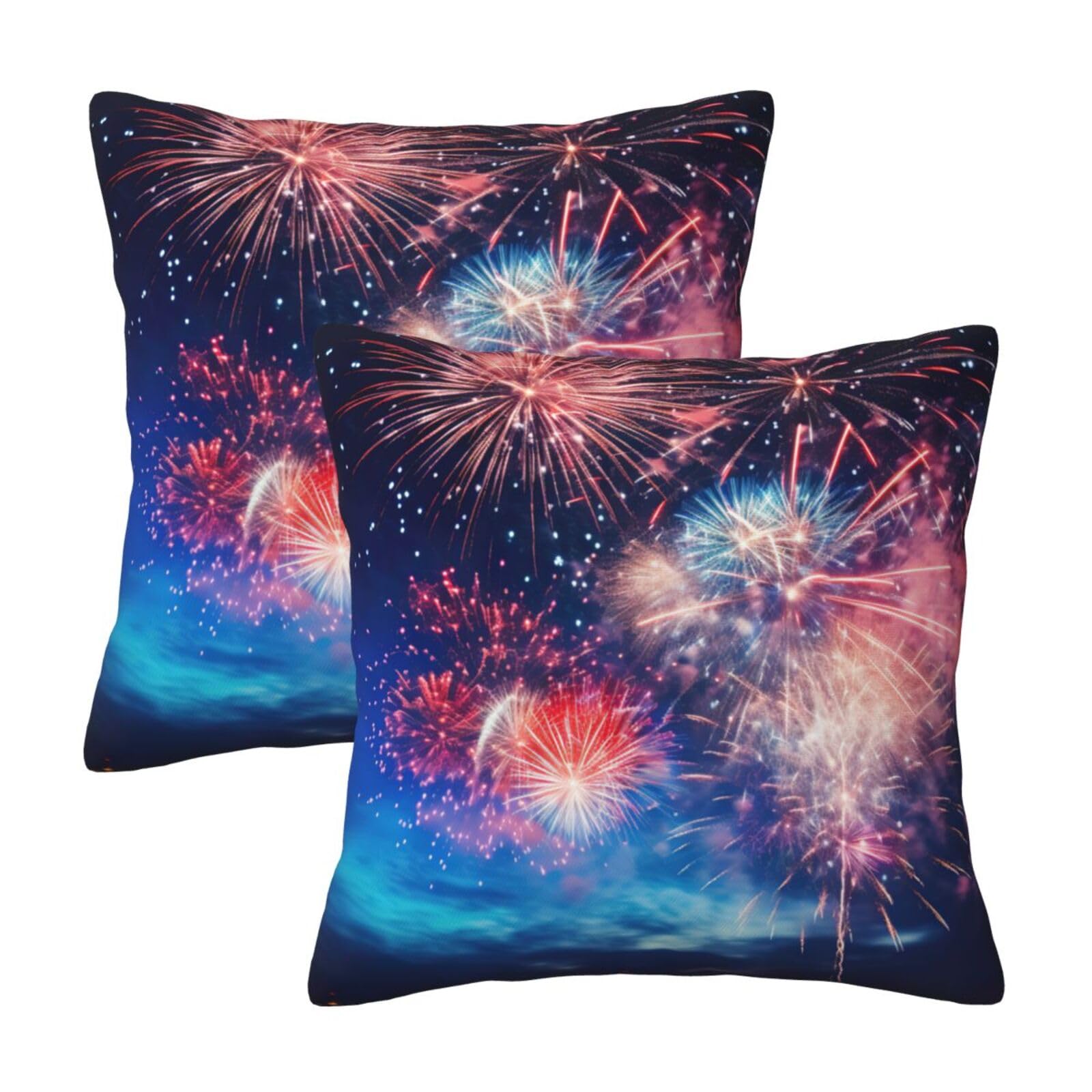 Kfjghhl Fireworks Throw Pillow Covers Decorative Farmhouse Couch Pillow Case 4 Sizes Square Cushion Pillcase