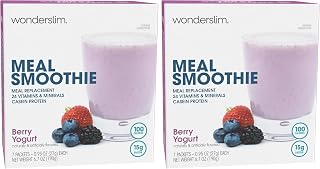 WonderSlim Meal Replacement Smoothie, Berry Yogurt, 15g Protein, Gluten Free (7ct) (Pack of 2)