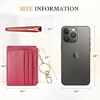 Vista 106 de Sodsay Estuche para tarjetas, cartera delgada con bolsillo frontal, para mujer, sujetatarjetas con llavero negro
