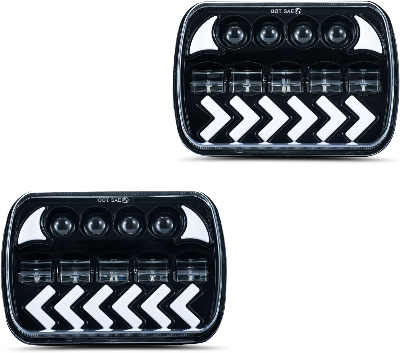 2pcs 7" X 6" Square White & Amber Headlights Turn Signal HI/LO Beam DRL Daytime Running Lights Compatible With Jeep Cherokee XJ Wrangler YJ Comanche MJ Toyota MR2/Celica/Supra/Tacoma