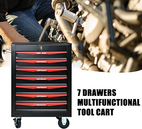 Miniatura 5 de Carrito de herramientas de 7 cajones con ruedas, baúl multifuncional de almacenamiento de herramientas, organizador de cajones para almacén, garaje,