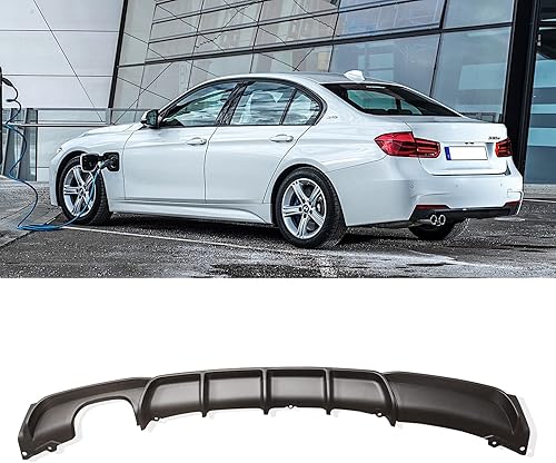 NINTE Difusor trasero compatible con BMW Serie 3 F30 F31 M Sport parachoques 2012-2018 2019, negro mate izquierdo de un solo escape trasero