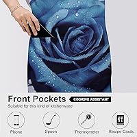Vista 5 de MUSM Blue Rose Blooms Apron，Classic Vintage Funny with Pockets Aprons,Adjustable Bib Waterdrop Resistant for Kitchen Cooking Restaurant BBQ Painting