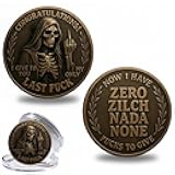 Last Fuck to Give Challenge Coin,Funny Double-Sided Middle Finger Coin with Skull Design, Sarcastic Decision Coin, Gag Gift for Friends, Office Humor Token for Men and Women (1PCS)