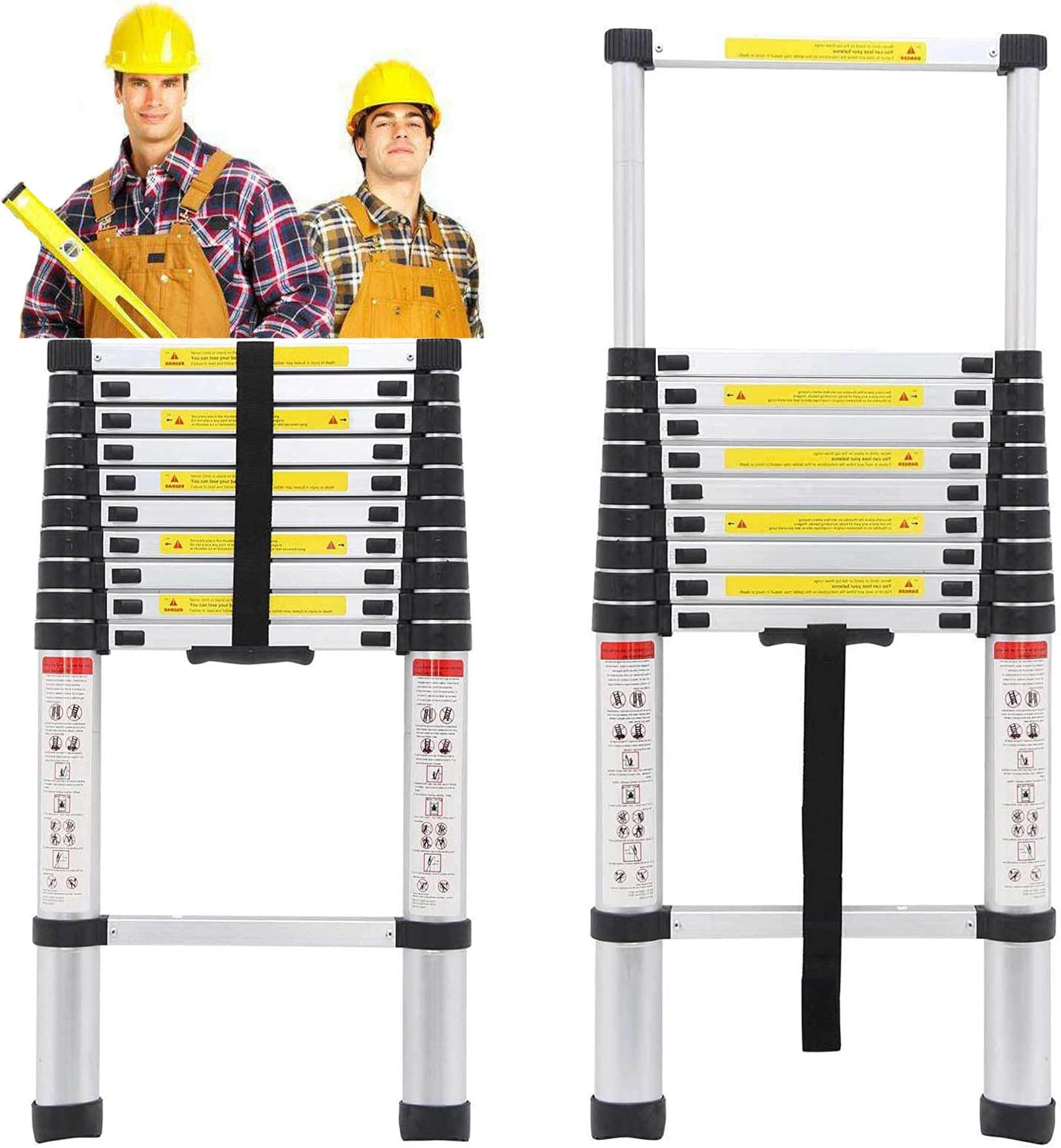 Telescopic Step Ladder 3.2m Telescopic Ladder Multi-Purpose Extendable Ladder 10.5FT Max Load 330lbs Portable Fold-able Ladder for Attic Work Place