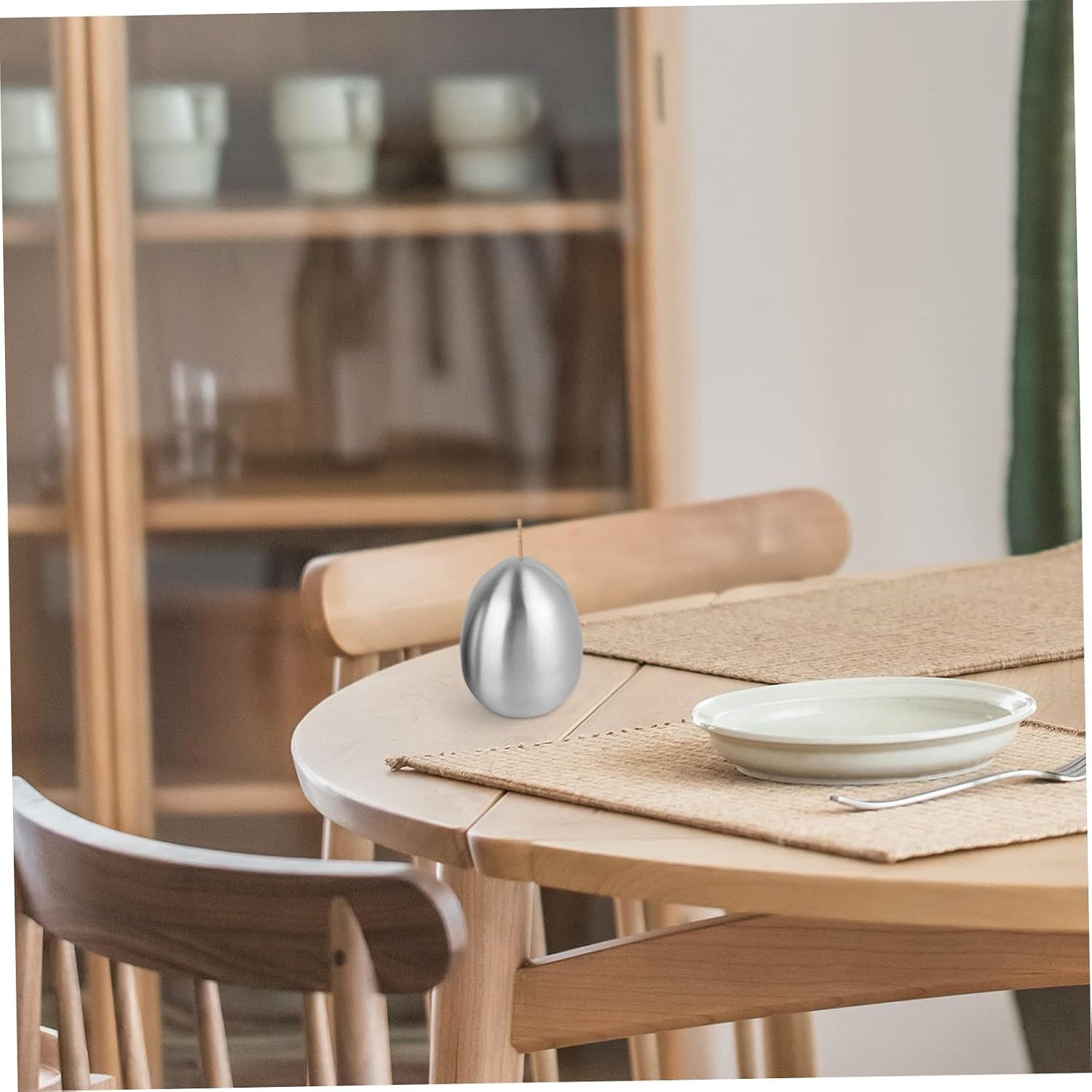 Stainless Steel Egg Shape Condiment Shaker Set 2Pcs with Lids