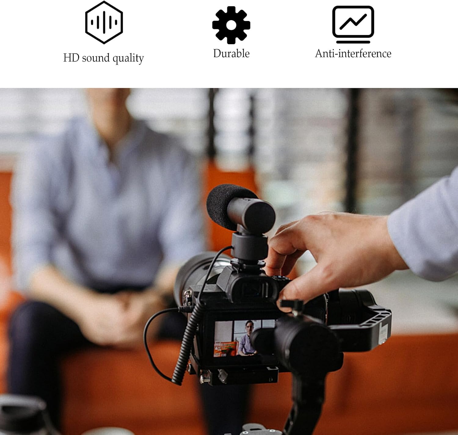 Professional High-Sensitivity Camera Microphone for DSLR Digital Video Recording Interview Photography Portable Lightweight Recording Mic for Cameras