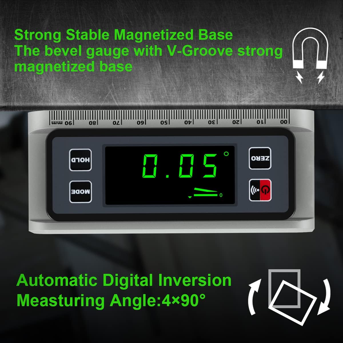 Digital Angle Finder Protractor - 0-360° Inclinometer with Magnetic Base & V-Groove - IP65 Waterproof Level Gauge - Precision Measuring Tool for Woodworking, Metalworking, Construction (DL1906)