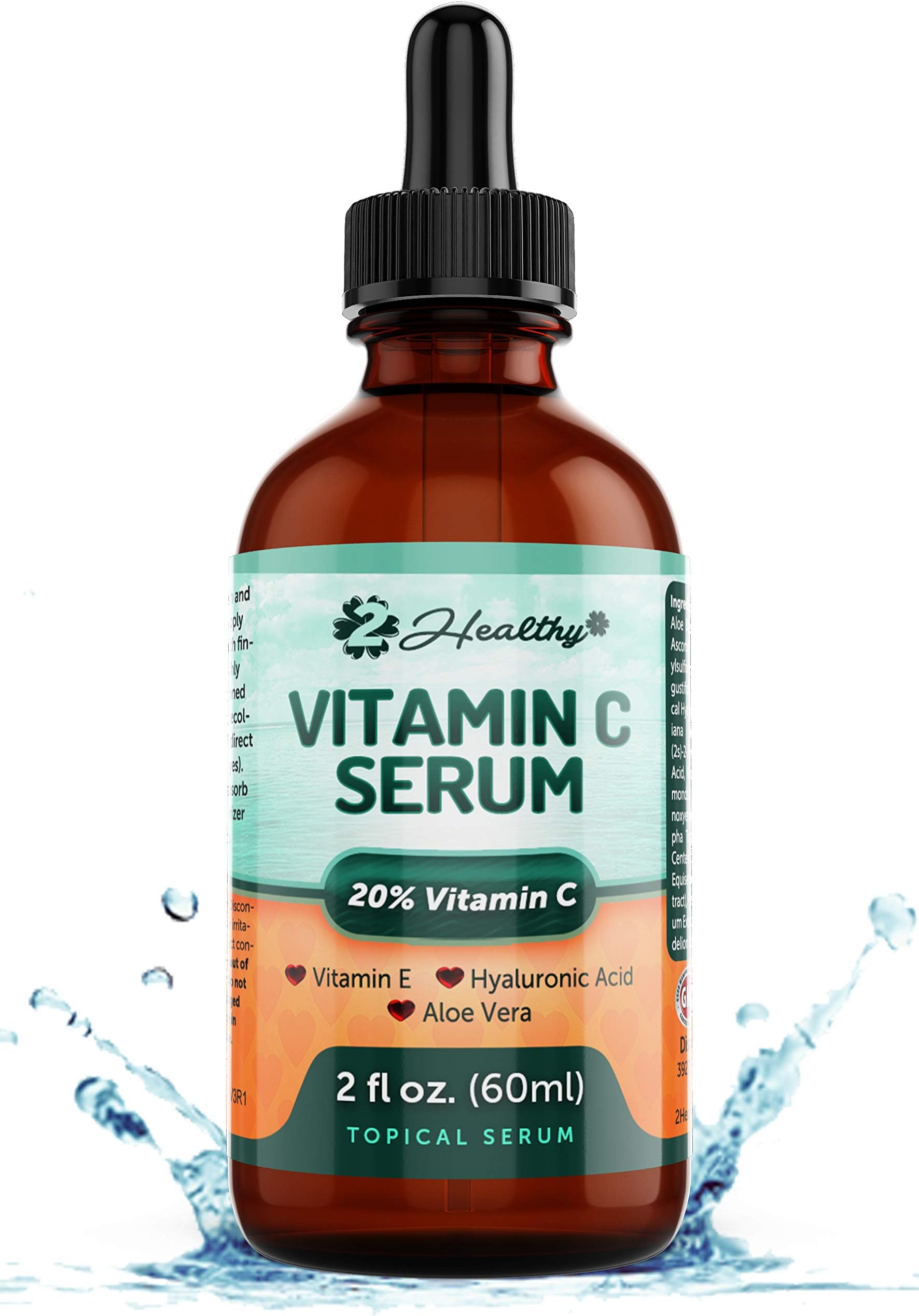 Vitamin C Serum for Face (DOUBLE SIZED) with Hyaluronic Acid & Vitamin E - Anti Aging Wrinkle Skin Care Topical Facial Oil with Aloe Vera, Dark Spot Remover Color Corrector, Acne Scar Removal, 2 Fl oz