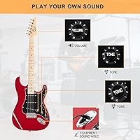 Vista 32 de GLARRY Full Size Electric Guitar for Music Lover Beginner with 20W Amp and Accessories Pack Guitar Bag (White)