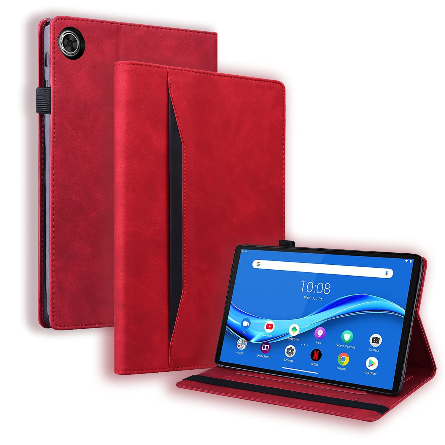 Case for Lenovo M10 Plus 3rd Gen 10.6 inch Tablet 2022 Folio Stand Shell Cover PU Leather Protective Multi-Angle Viewing Card Holder fit Lenovo Tab M10 Plus 3rd Gen 10.6 Inch,Red