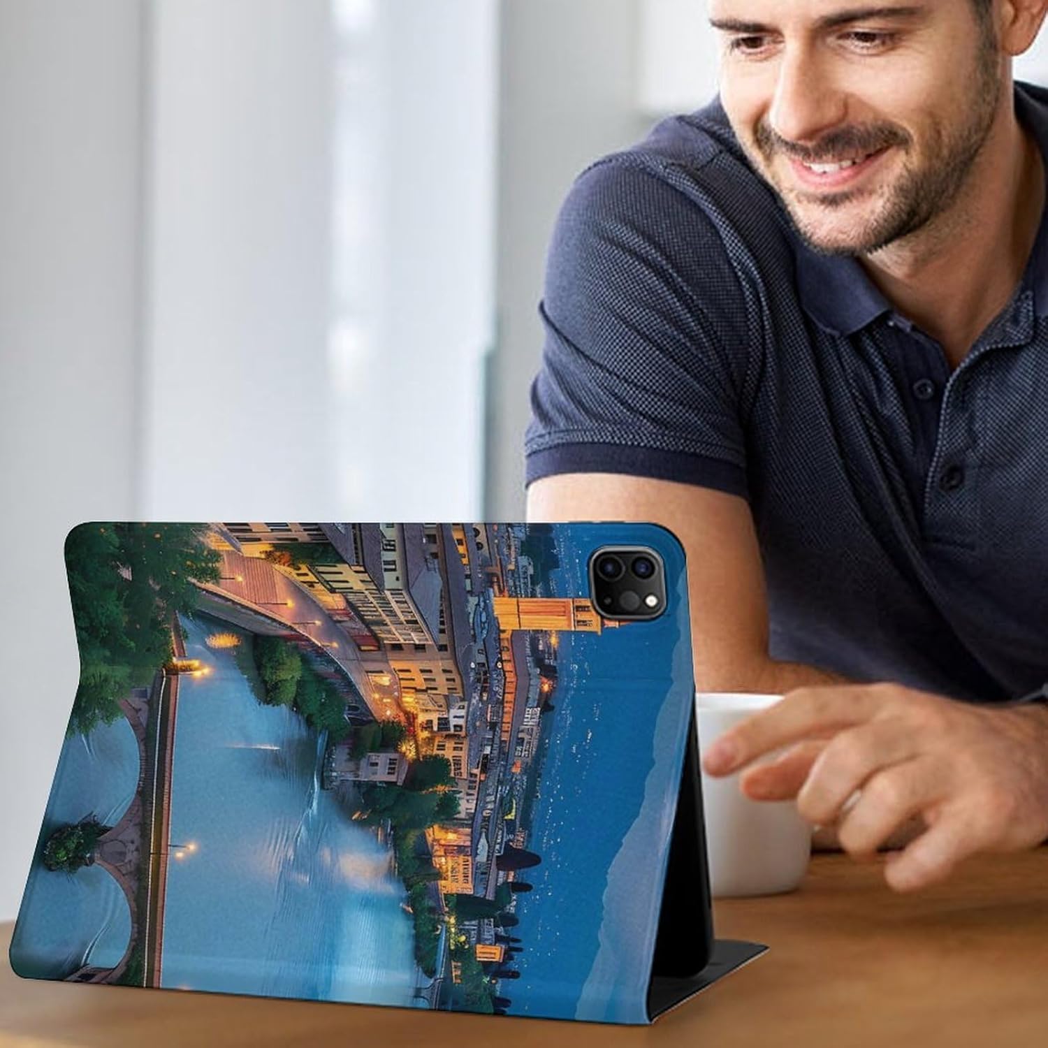 Bridge Ponte Degli Alpini at River Brenta Printed Case Trifold Stand Protective Cover Compatible with IPAD Pro 20/21/22(11in)