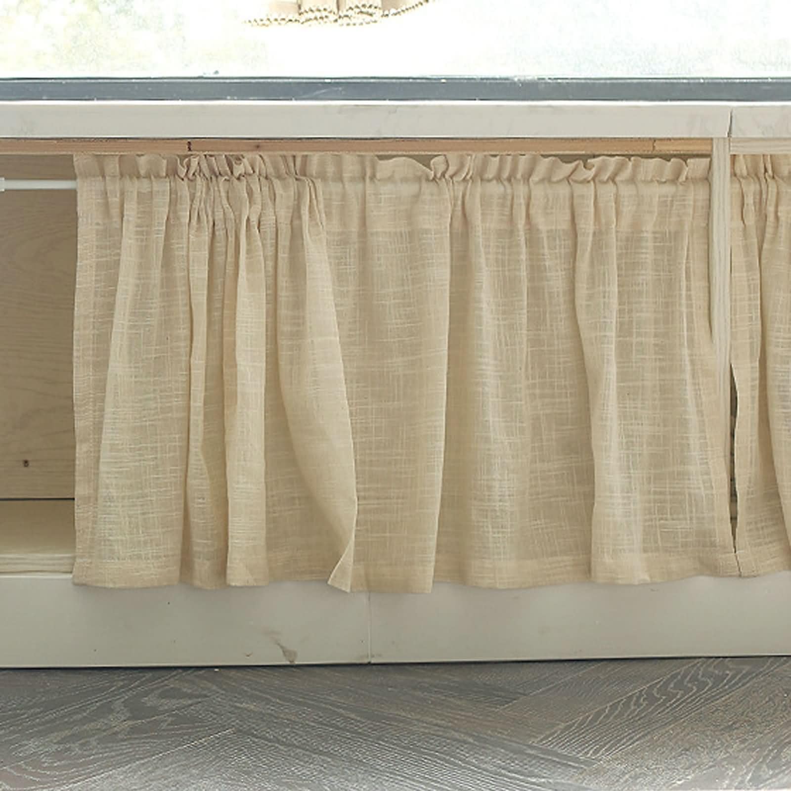 Mała zasłona okienna, długość 80 cm, 1 panel kieszeń na pręt